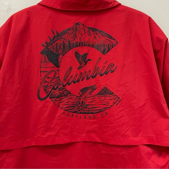 Columbia Men's Red Portland Windbreaker Jacket Size XL EUC - Picture 9 of 11